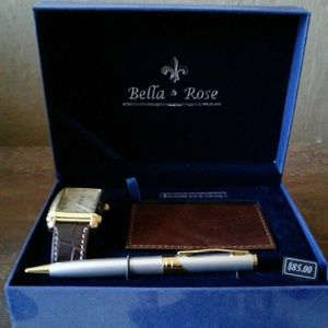 Bella & Rose Watch With Business Card Holder, Pen